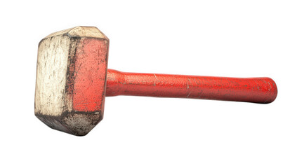 Red mallet tool isolated on transparent background is ready for construction work
