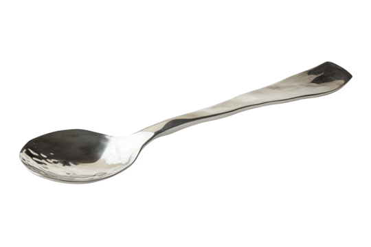 Silver spoon isolated on transparent background for eating and serving food