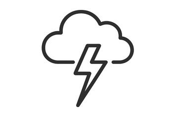 Lightning cloud outline icon. Thunderstorm, storm, weather concept. Simple line symbol for forecast, app, web. Electricity, power, energy, danger, thunderbolt vector graphic.