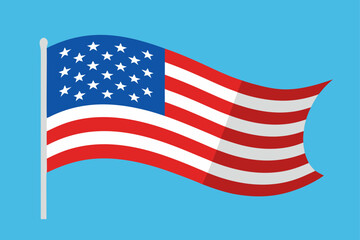 Fototapeta premium American Flag Waving In Sky Background