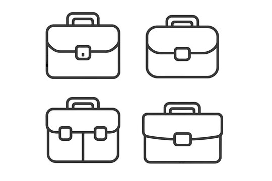Business briefcase line icon set. Professional work bag and portfolio outline symbols. Corporate document case vector collection. Editable stroke pictogram for web and apps.