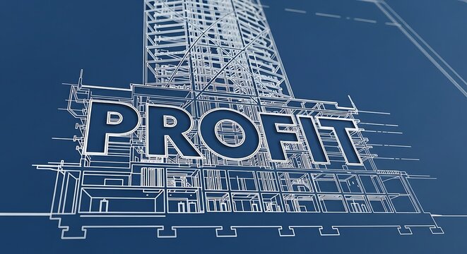 The Architecture of Profit A conceptual blueprint illustrating the connection between construction, investment, and business success