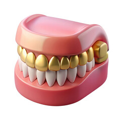 Obraz premium 3d realistic gold grills on dental model futuristic aesthetic indoor, outdoor, no people, keyword 30