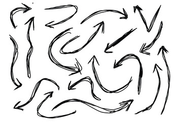 Group of arrow sketch hand drawing.eps