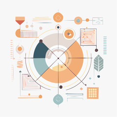 Obraz premium Abstract Geometric Design With Warm Pastel Colors On White Background