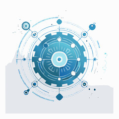 Fototapeta premium Blue And White Abstract Circular Design On White Background