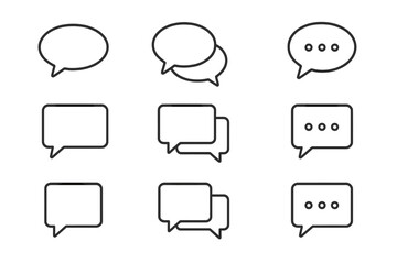 Speech bubble line icon set. Chat, message, comment, and dialogue symbols. Minimalistic linear pictogram for web design, apps, UI, UX, social media, and communication.