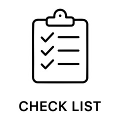 Illustration of a clipboard with three checkmarks and three horizontal lines in black