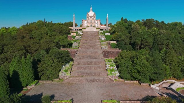 Aerial of Sanctuary of Our Lady of Sameiro near Braga, Northern Portugal