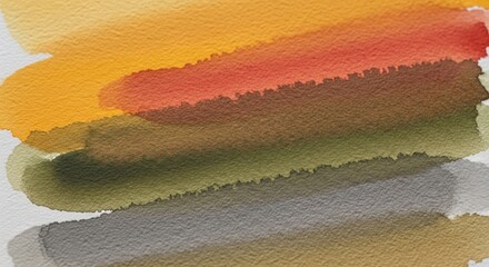 Abstract watercolor painting close up with gradient washes of warm and earthy tones on textured paper for creative background design element.