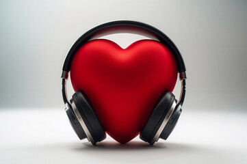 Love for Music Concept with a Heart and Headphones
