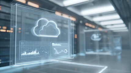 Cloud Computing Server Room Visualization: Data Storage, Network Infrastructure, and Technology Solutions