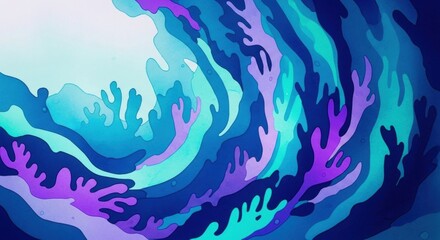 Abstract watercolor background with wavy blue and purple shapes. Fluid art texture for creative design and wallpaper. Dynamic liquid pattern.