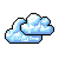 Naklejka premium Flat Design Pixel Art Cloudy Illustration