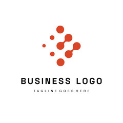 Abstract business logo design with interconnected dots in orange color.