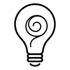 Creative light bulb icon with swirling idea inside