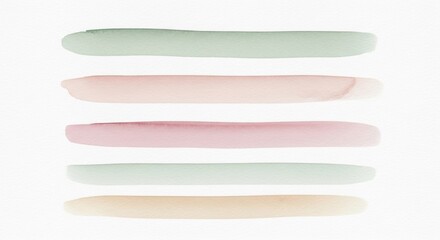 Watercolor brush stroke set in muted pastel shades. Abstract hand painted art element with copy space for design. Aesthetic pastel color background.