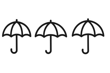 Umbrella parasol bumbershoot icons set for graphics and designs, vector cartoon illustration with transparent background, rain protection symbol collection for apps and adverts