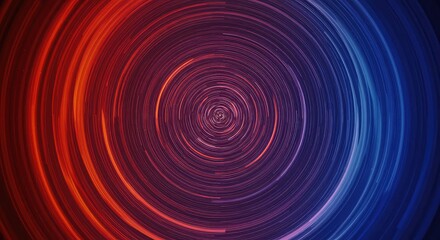 Abstract swirling concentric circles in red and blue hues.