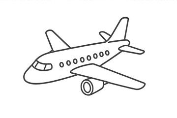 Airplane line icon for travel and transportation. Commercial jet flight symbol. Simple aircraft vector illustration for aviation business, web design, app, and logo concepts.