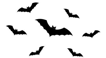 Fototapeta premium Silhouettes of Bats in Flight Against a White Background