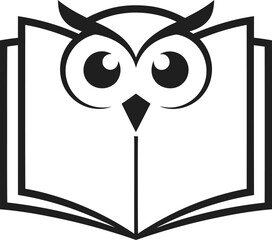 Obraz premium A stylized graphic icon combining a wise owl's face with an open book, symbolizing knowledge and education.