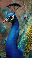 Obraz premium Peacock displaying vibrant feathers in nature