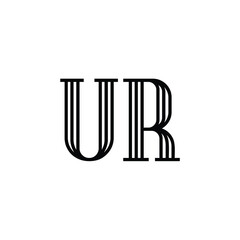 UR monogram logo design letter text name symbol monochrome logotype alphabet character simple logo