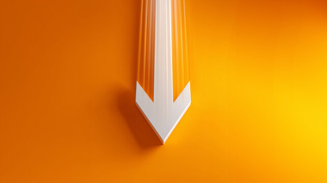 A white arrow pointing down against a vibrant orange background