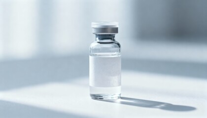 Medication Vial with Blank Label for Healthcare Industry Product Promotion, Isolated on White Background