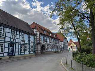 Fachwerk-Fassaden in der Altstadt von Herford, NRW, Deutschland