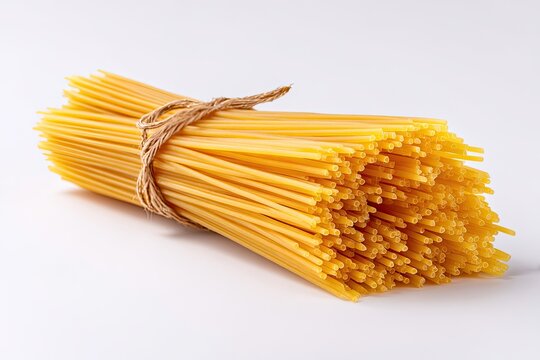 Bundled spaghetti, light yellow, tied with twine