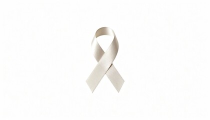 Symbolic White Ribbon on White Background for Lung Cancer Awareness and Support Campaign