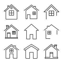 house icons set.line art icon