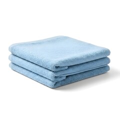 Stack of soft light blue terry cloth hand towels