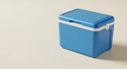 Isolated blue cooler box ready for outdoor adventures and refreshments