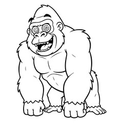 Fototapeta premium A powerful gorilla with a smiling face and crazy eyes, ideal for cartoons, animations, print, and content design.