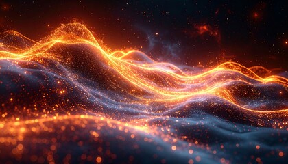 Fototapeta premium Abstract fiery waves of energy in a cosmic space.