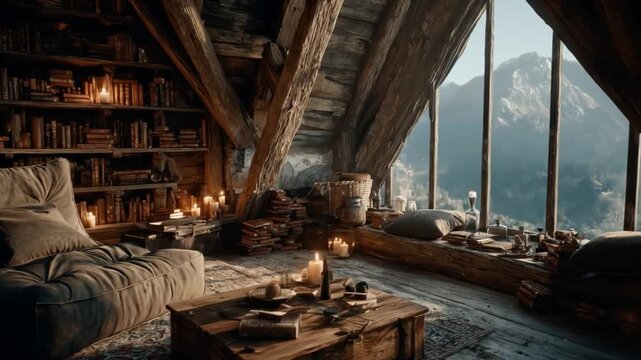 Cozy attic reading nook