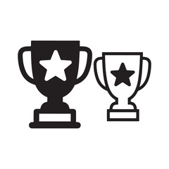 Bold Solid Trophy with Star and Minimalist Outline Trophy Design.