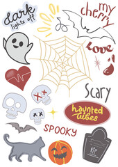Halloween icon illustrations set pact cartoon style artwork