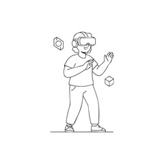 Illustration of a cartoon boy with VR 