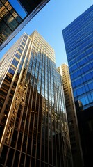 Low-angle view of modern skyscrapers