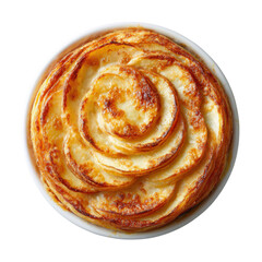 Fototapeta premium Scalloped potato gratin is popular dish in France featuring creamy layers of thinly sliced potatoes baked to golden perfection