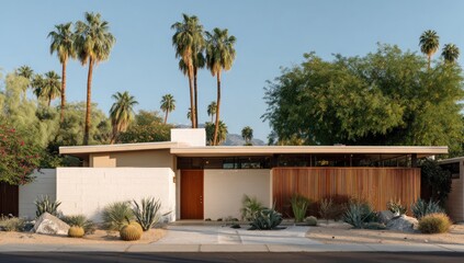 Fototapeta premium Mid-Century Modern Oasis: Palm Springs Architectural Gem