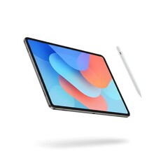 Modern tablet device floating with stylus pen