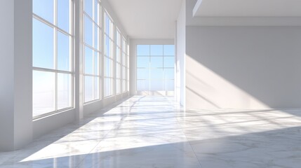 Obraz premium Bright Modern Interior with Large Windows and Natural Light Creating a Minimalist and Spacious Ambience