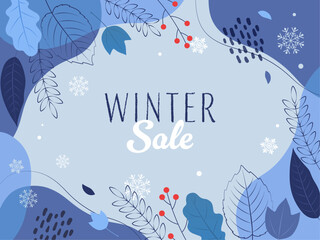 冬をイメージしたバナー背景文字あり_ベクターイラスト