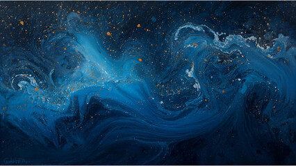Fototapeta premium Celestial Dance: An ethereal artwork portraying the cosmic beauty of the universe, featuring swirling blues and shimmering elements, offering a glimpse into the mysteries of space.