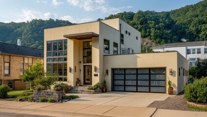 Fototapeta premium Modern House in Hillside Setting